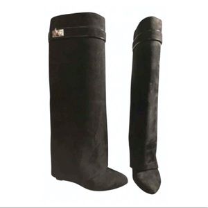 Givenchy Shark Lock Suede Boots Black